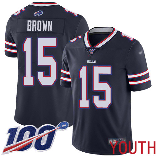 Youth Buffalo Bills #15 John Brown Limited Navy Blue Inverted Legend 100th Season NFL Jersey->youth nfl jersey->Youth Jersey